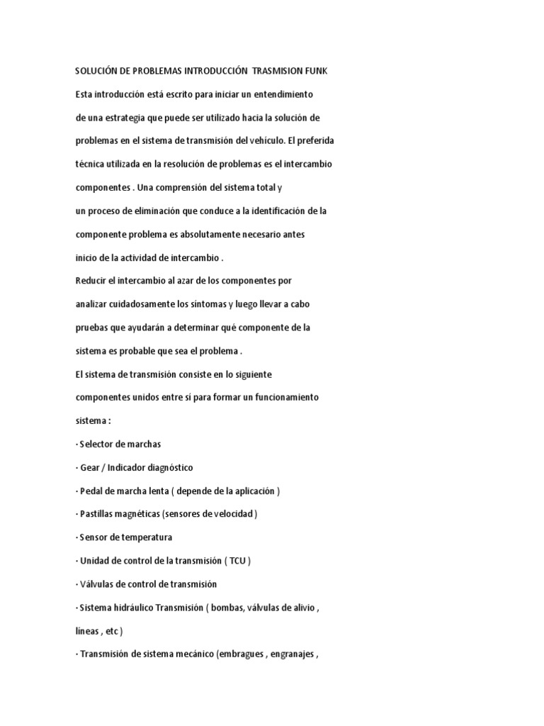 Manual de Transmisión Funk: Solución de Problemas | PDF | Transmisión ...