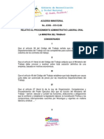 Acuerdo Ministerial Relativa Al Proceso Administrativo Laboral Oral