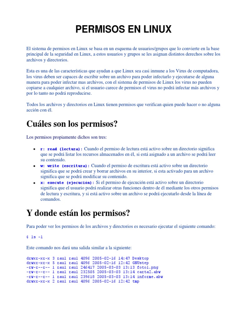 Permisos de Archivos en Linux: Guía Completa | PDF | Virus de ...
