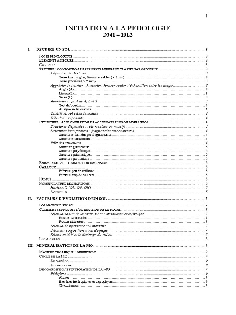 Initiation à la Pédologie et Analyse des Sols | PDF | Argile | Sol ...