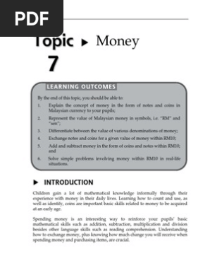 topic 7 money pdf coins money