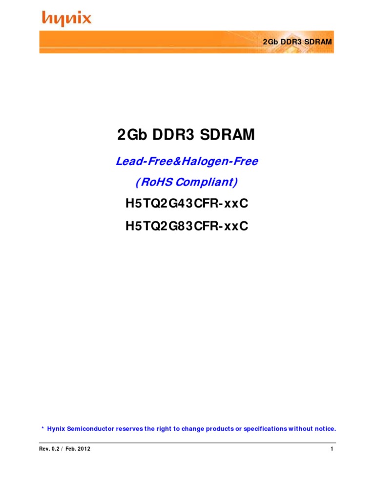 SK Hynix - h5tq2g83cfr-h9c | PDF | Dynamic Random Access Memory ...