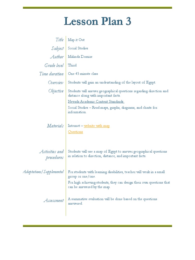 Lesson Plan 3 | PDF