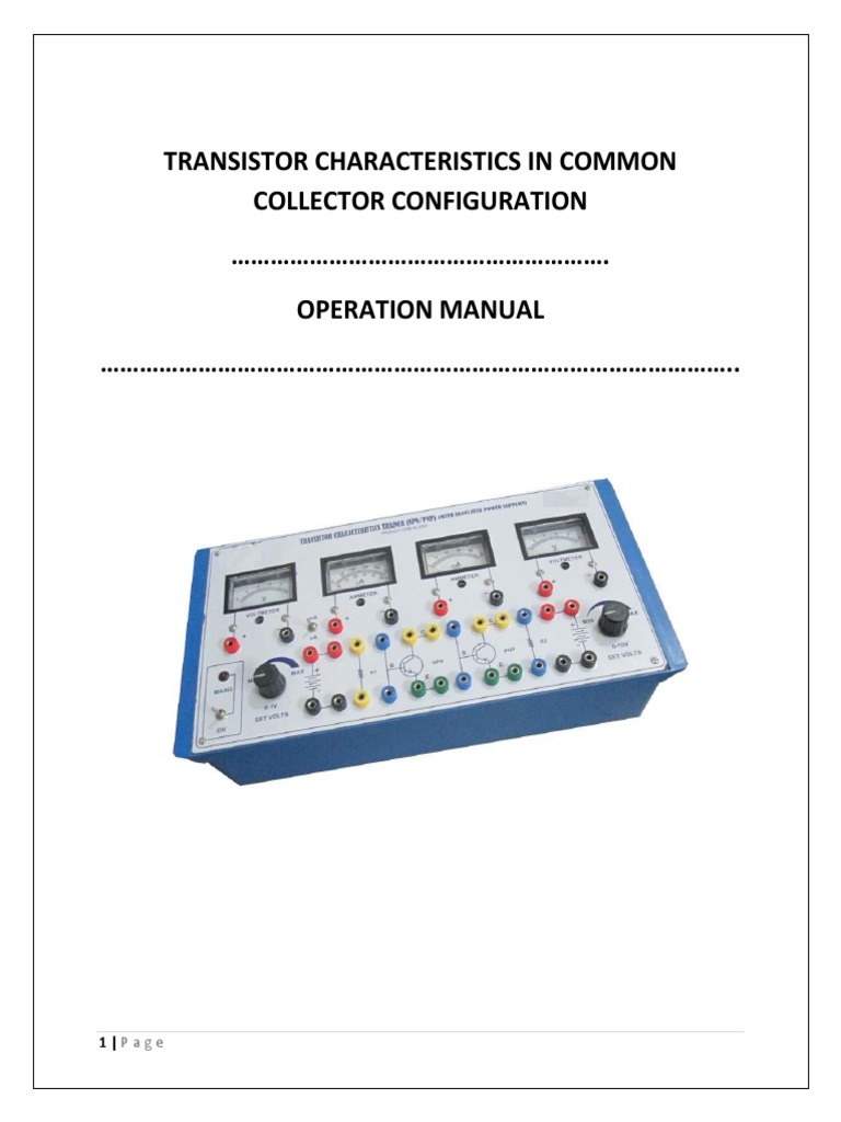 (CC) Transistor Characteristics in Common Collector Configuration PDF Bipolar Junction