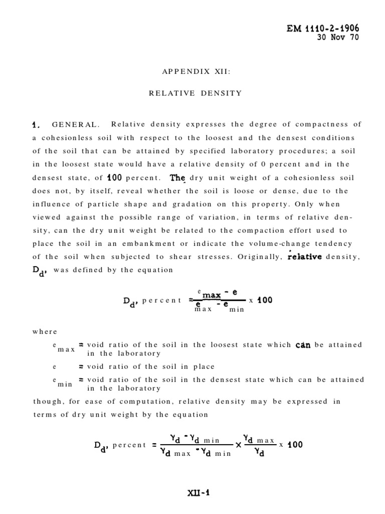 Relative Density Density Soil