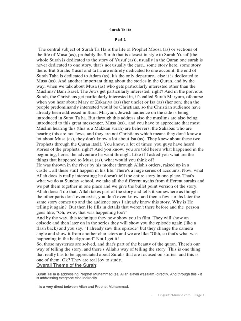 20 Surah Ta Ha Linguisticmiracle Moses In Islam Prophets And Messengers In Islam