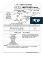 Pak Elektron Limited Technical Data Sheet of Transformer: Specification
