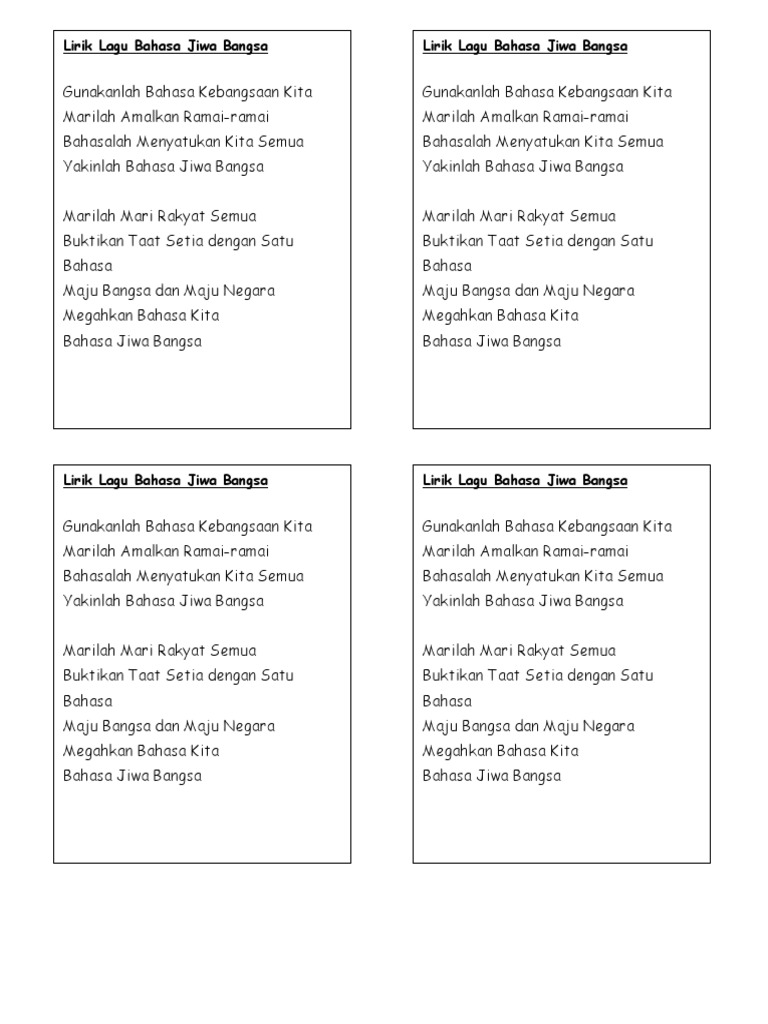 Lirik Lagu Bahasa Jiwa Bangsa Pdf