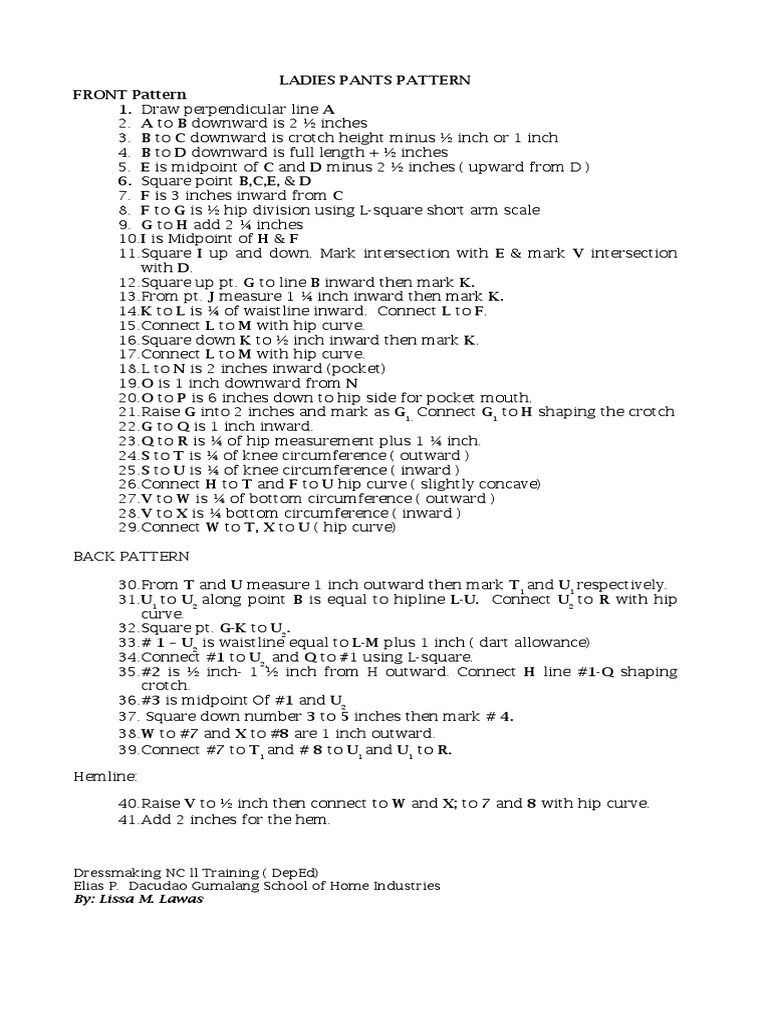 Ladies Pants Procedure PDF