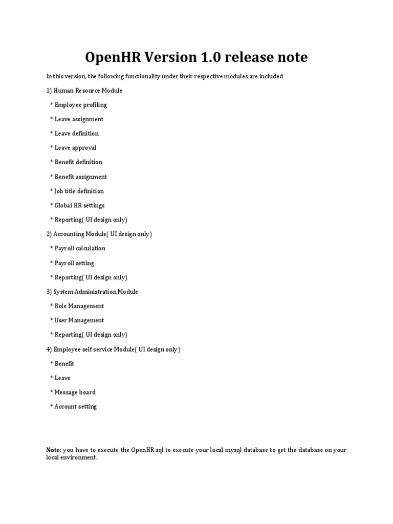 Openhr version 1 0 release note pdf business computers
