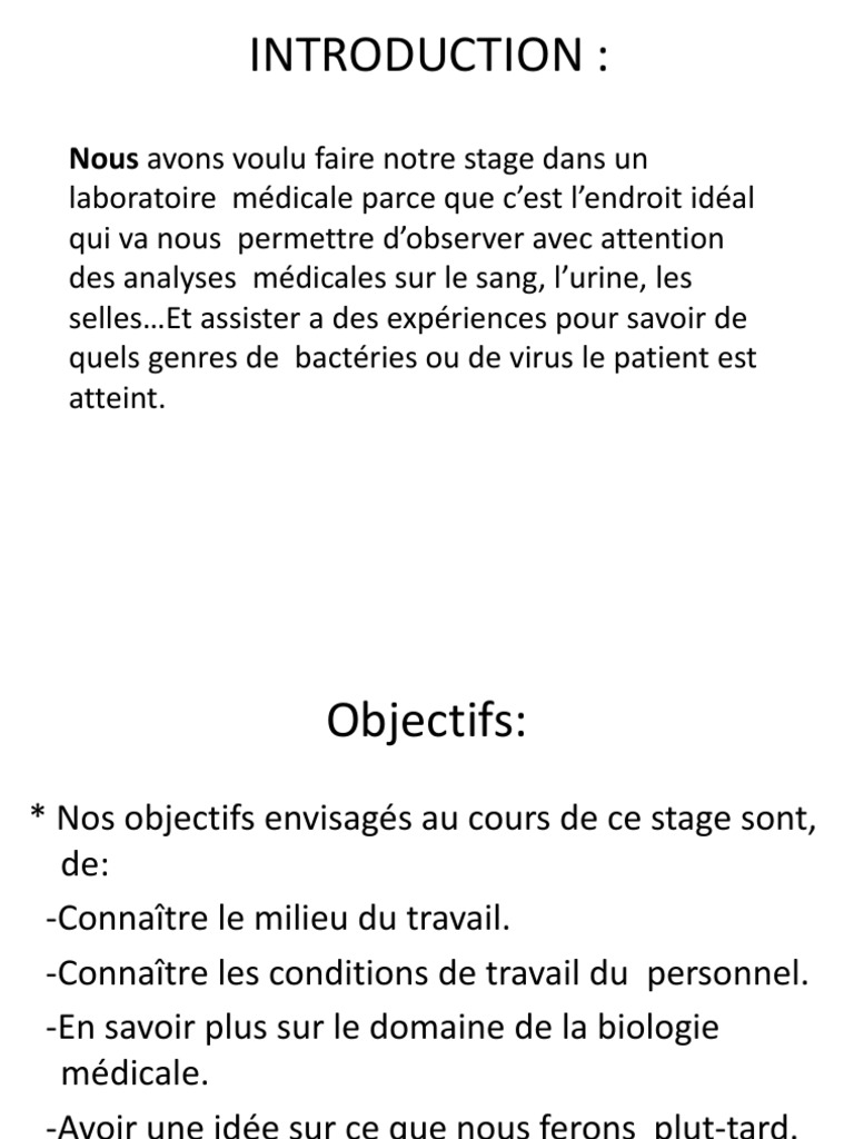 ppt rapport de stage les analyses médicales  Pathologie clinique  Sang