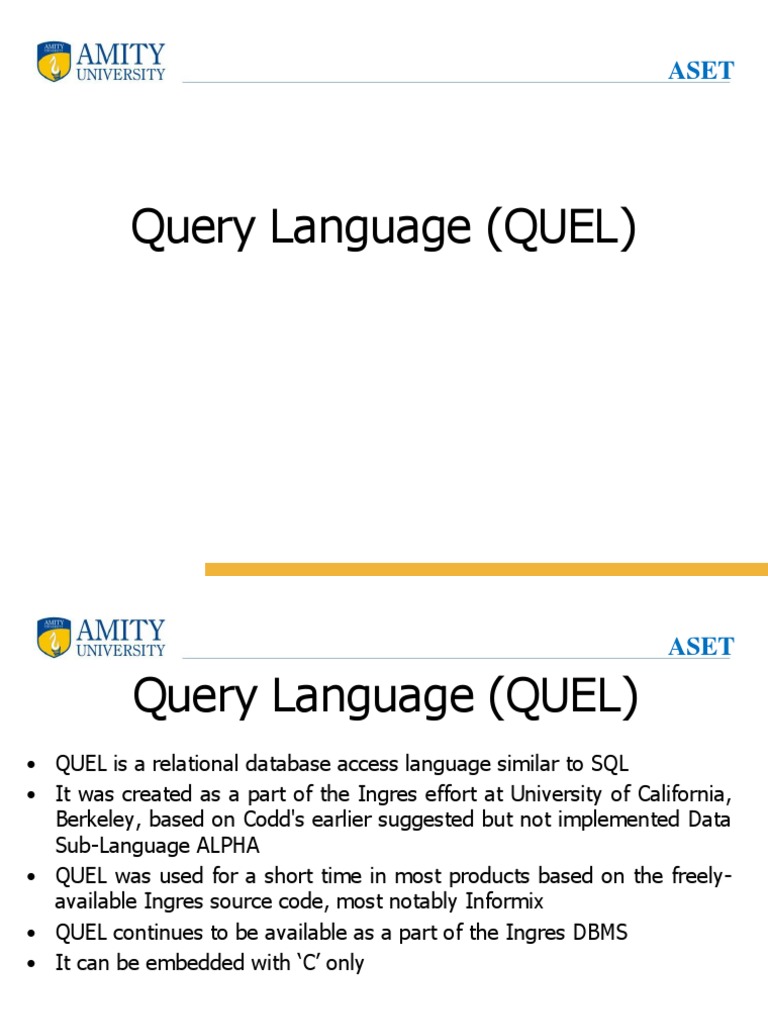 QUEL: A Guide for Database Enthusiasts | PDF