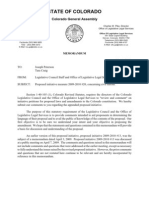 Initial Review by Colorado Legislative Council of Proposed Initiative Measure 2009-2010 No. 20, On Civil Unions, Issued 05-08-09