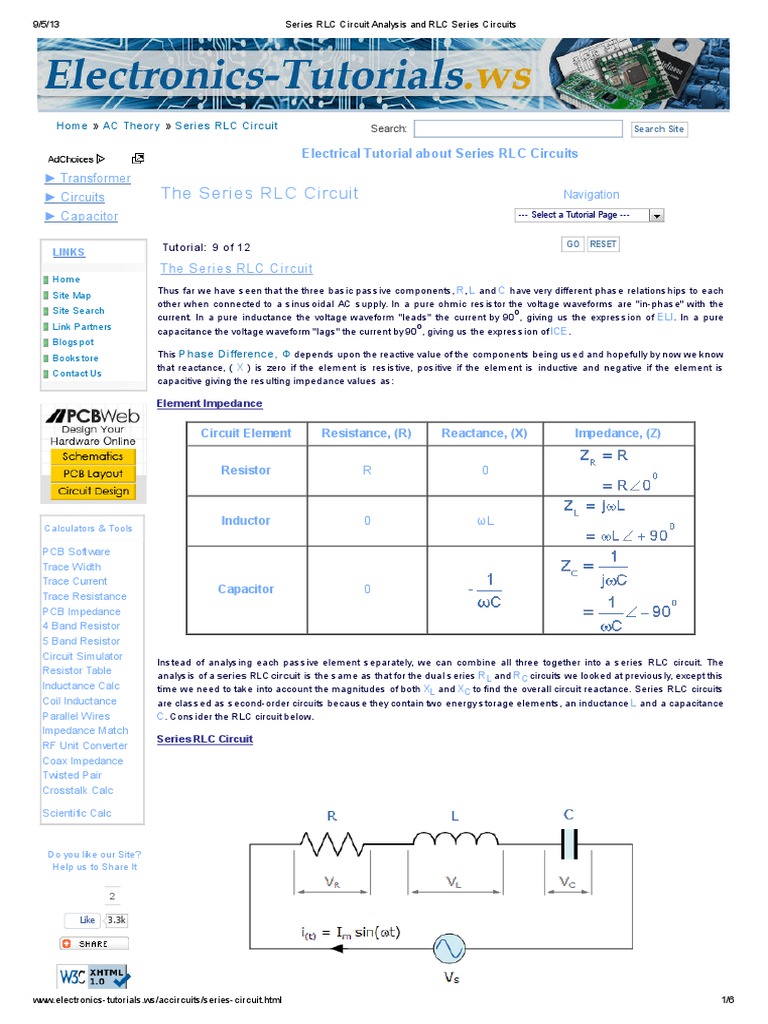 Series RLC Circuit Analysis and RLC Series Circuits | PDF | Electrical ...