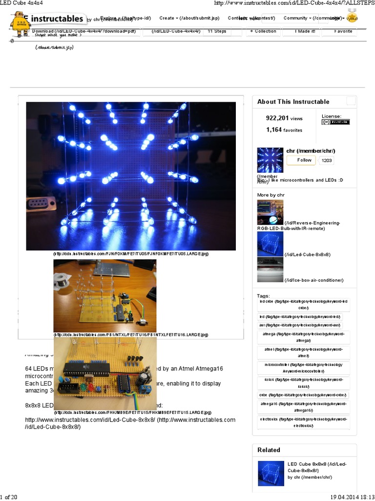 LED Cube 4x4x4 | Electrical Engineering | Computer ...
