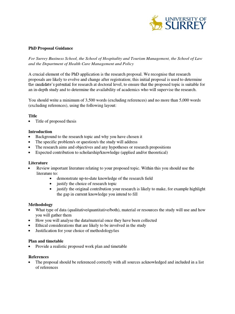 PHD Proposal Guidance  PDF  Doctor Of Philosophy  Academic