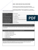 Employee Self Evaluation Form 2014