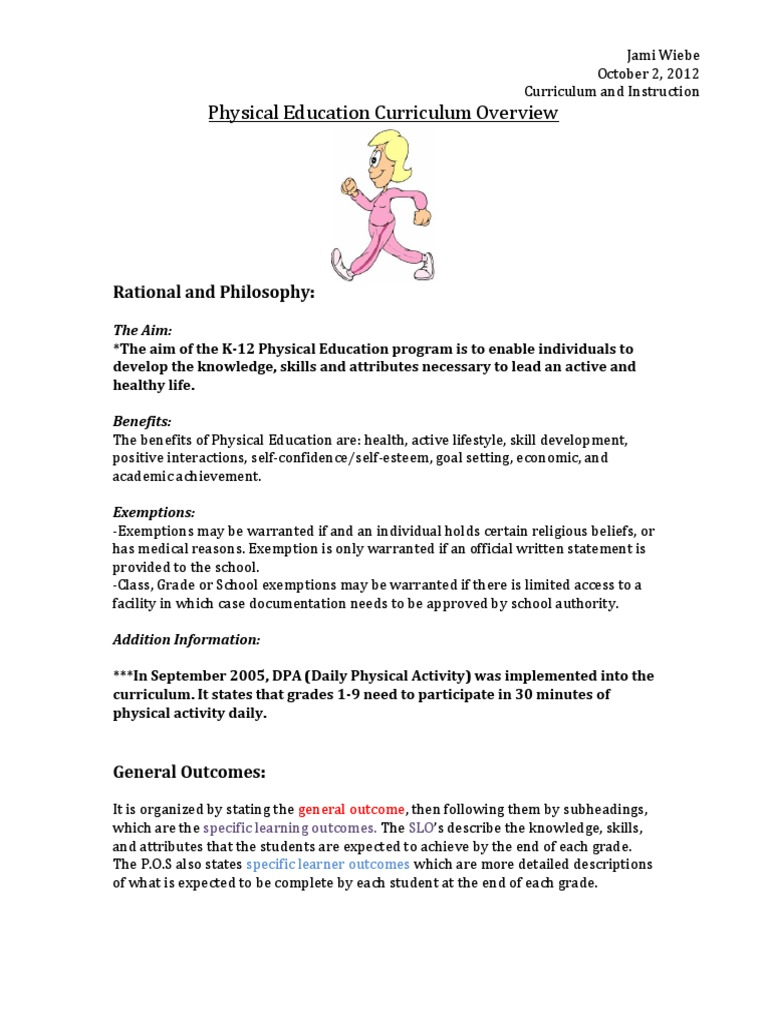 physical education curriculum overview1 Physical Education Curriculum