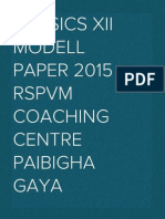 Intermediate Physics Model Paper 10+2 2015 (Isc) RSPVM - Com/paibigha Gaya RSPVM PAIBIGHA