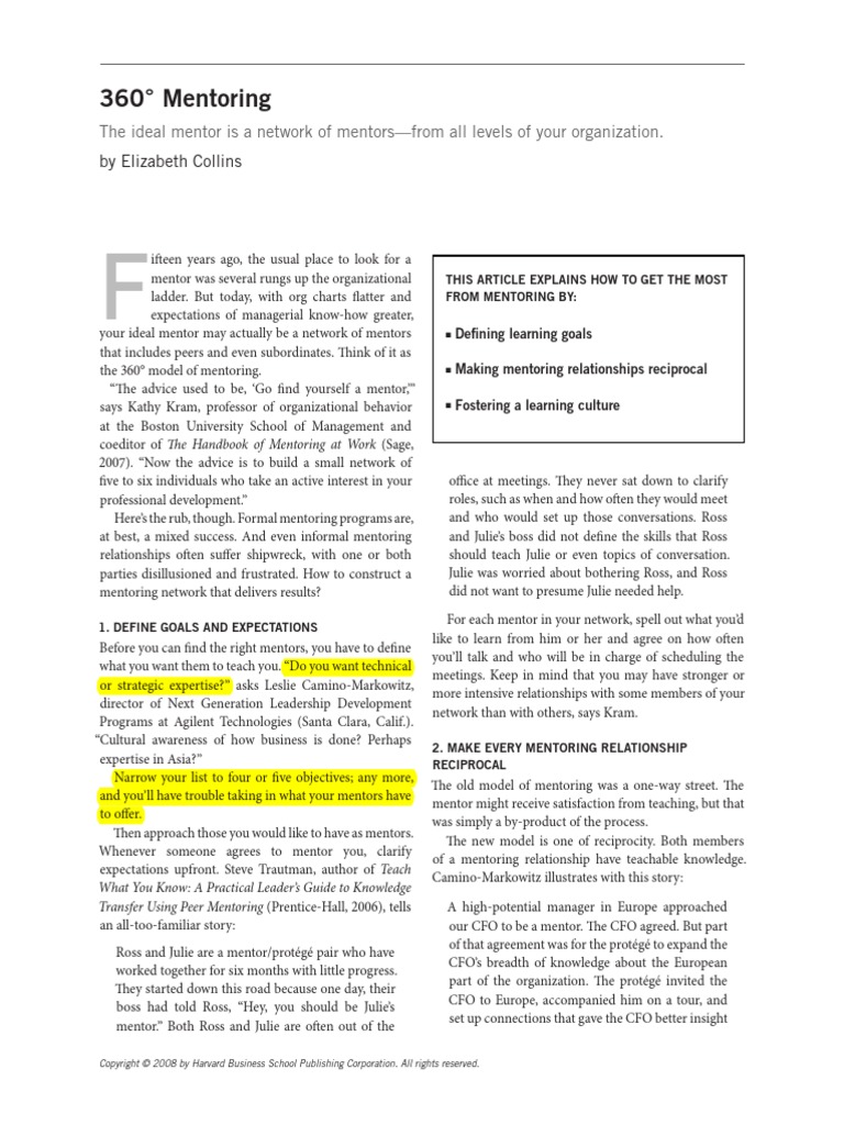360 Mentoring Pdf Mentorship Applied Psychology