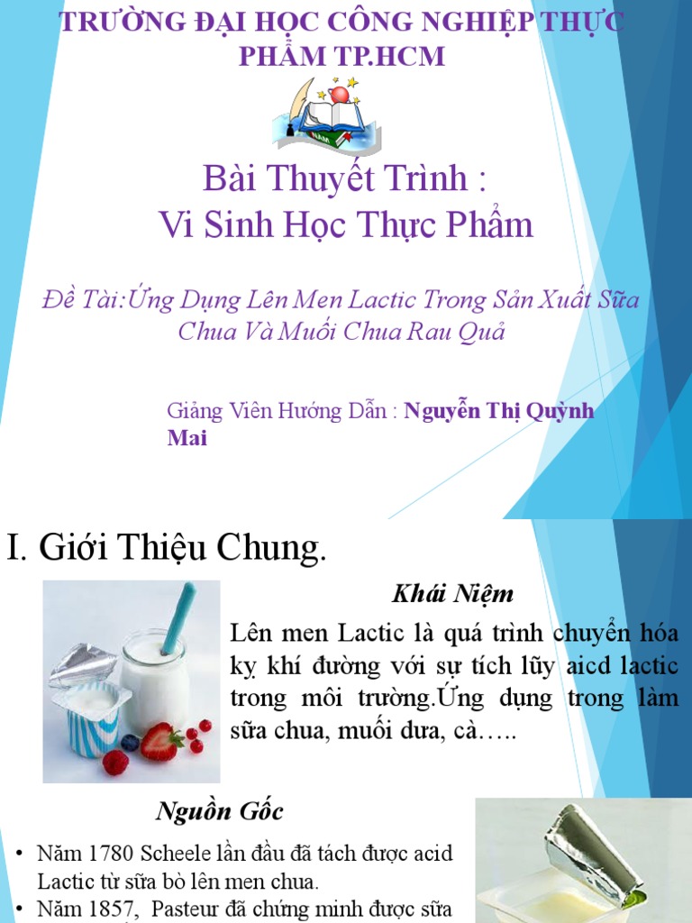 ứng dụng lên men lactic trong sữa chua và muối chua rau quả. | PDF