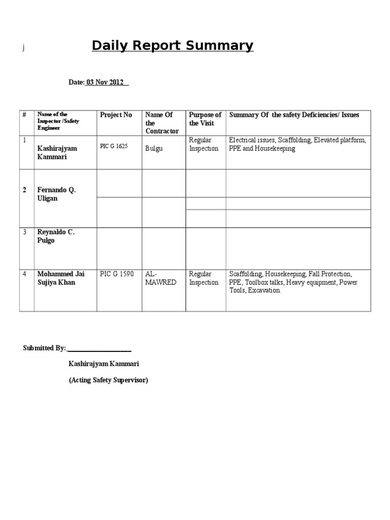 Daily Report