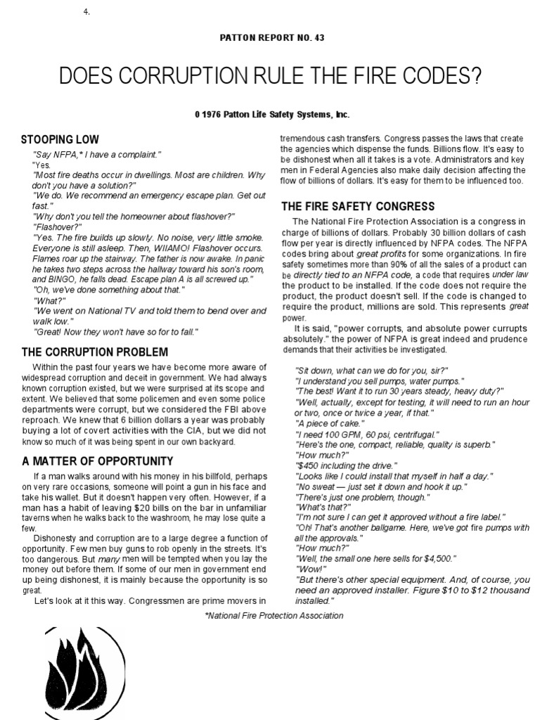 Does Corruption Rule The Fire Codes?: Stooping Low | PDF | Fire Safety ...