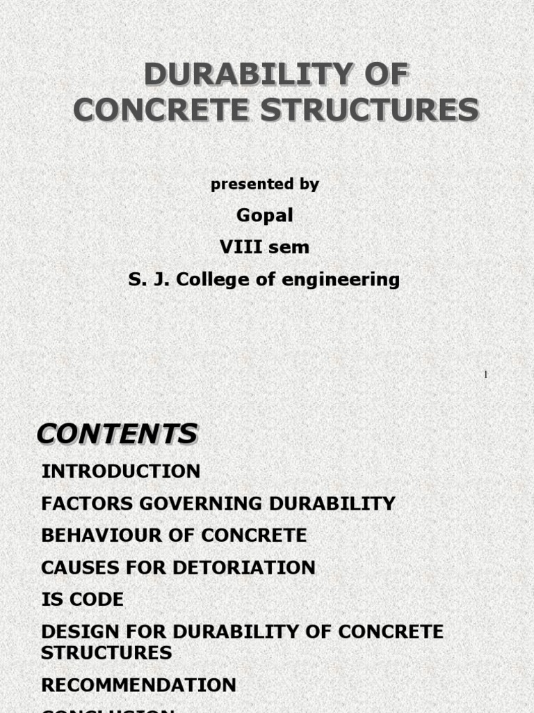 Durability of ConcreteDetail Discrition of Durability of Concrete | PDF ...