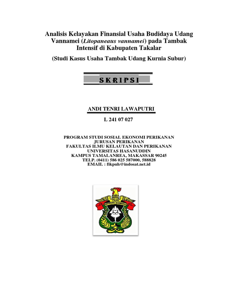 Analisis Kelayakan Finansial Usaha Budidaya Udang