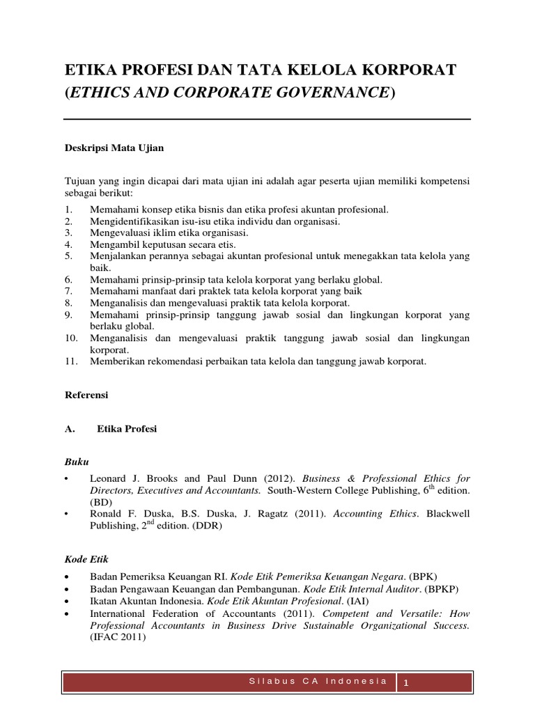 Etika Profesi dan Tata Kelola Korporat | PDF