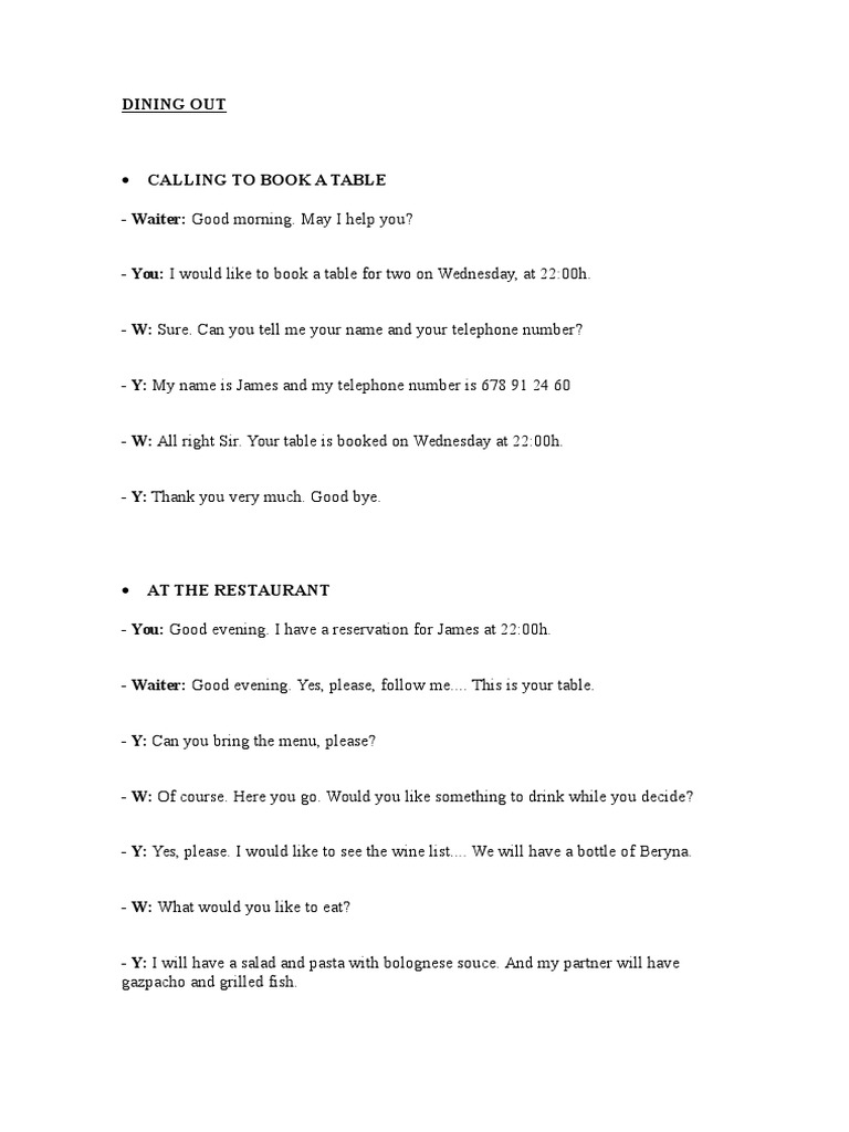 At The Restaurant | PDF