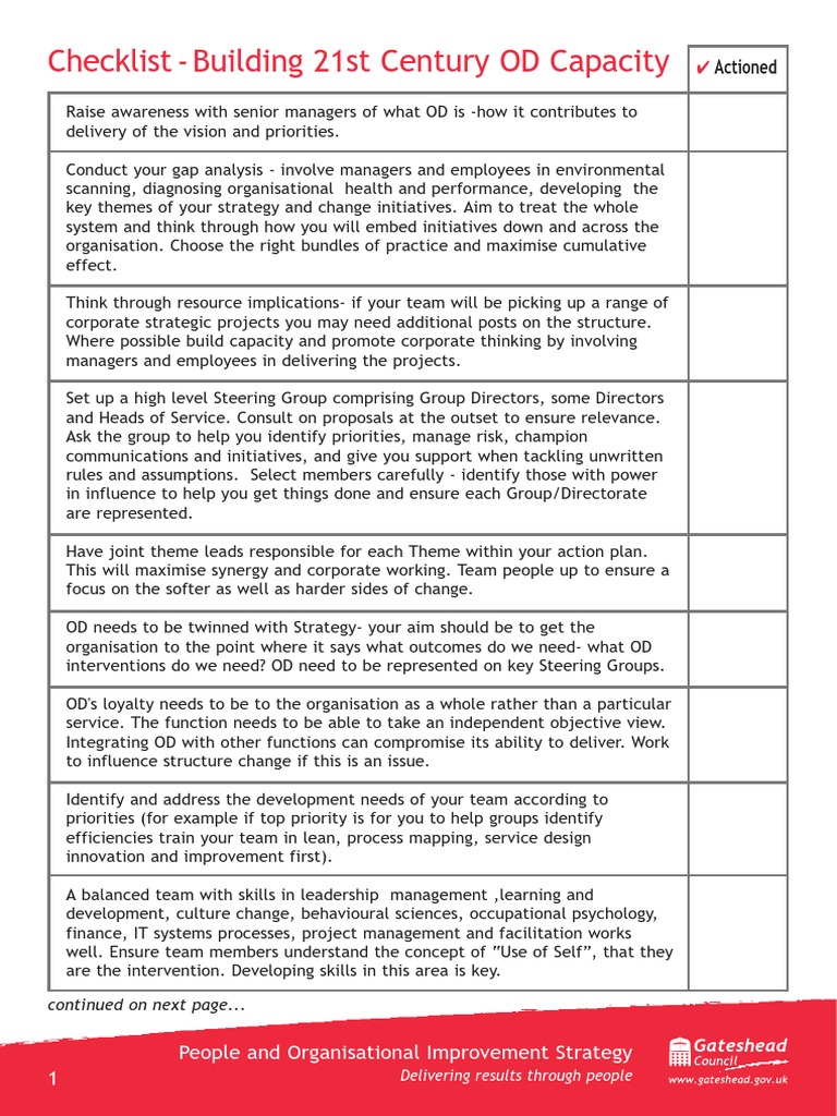 Od Checklist | PDF | Strategic Management | Psychology