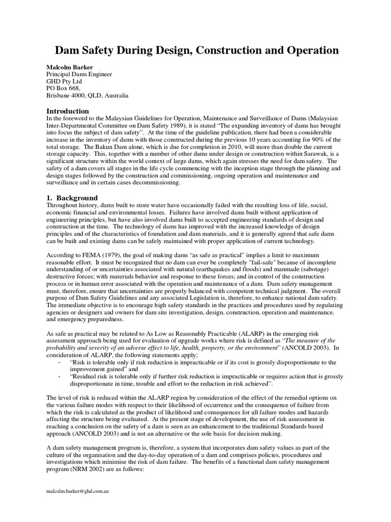 Dam Safety Management Guidelines | PDF | Risk Management | Risk