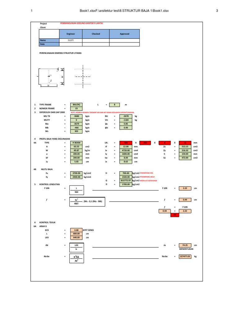 1.book Perhitungan Struktur Baja H Beam Atau WF PDF | PDF