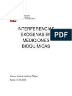 Interferencias Exógenas en Mediciones Del Laboratorio de Bioquímica
