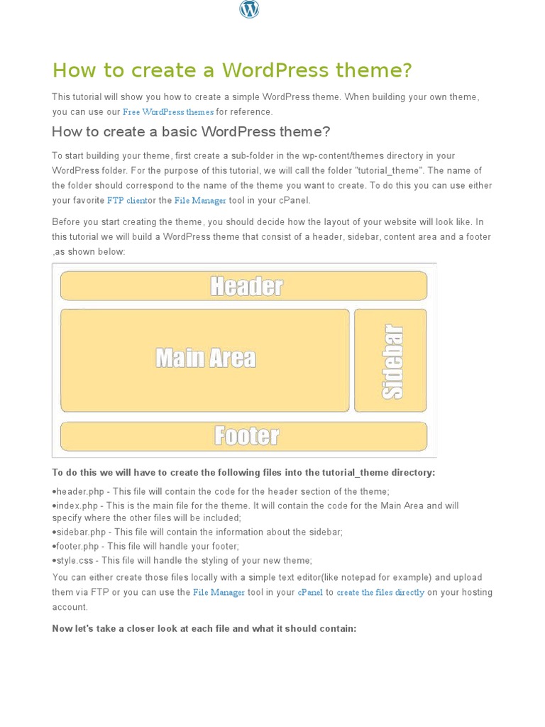 How To Create A WordPress Theme | PDF | Word Press | Websites
