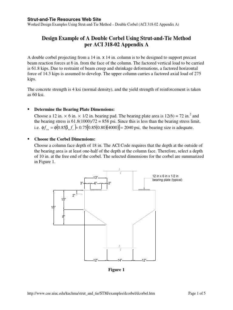 Design Example of A Double Corbel Using StrutandTie Method Per ACI
