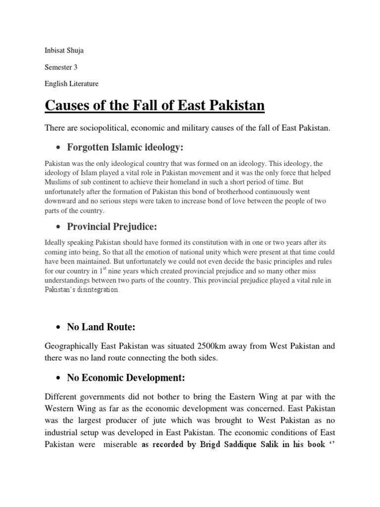 Causes of East Pakistan's Fall in 1971 | PDF | Pakistan Peoples Party ...