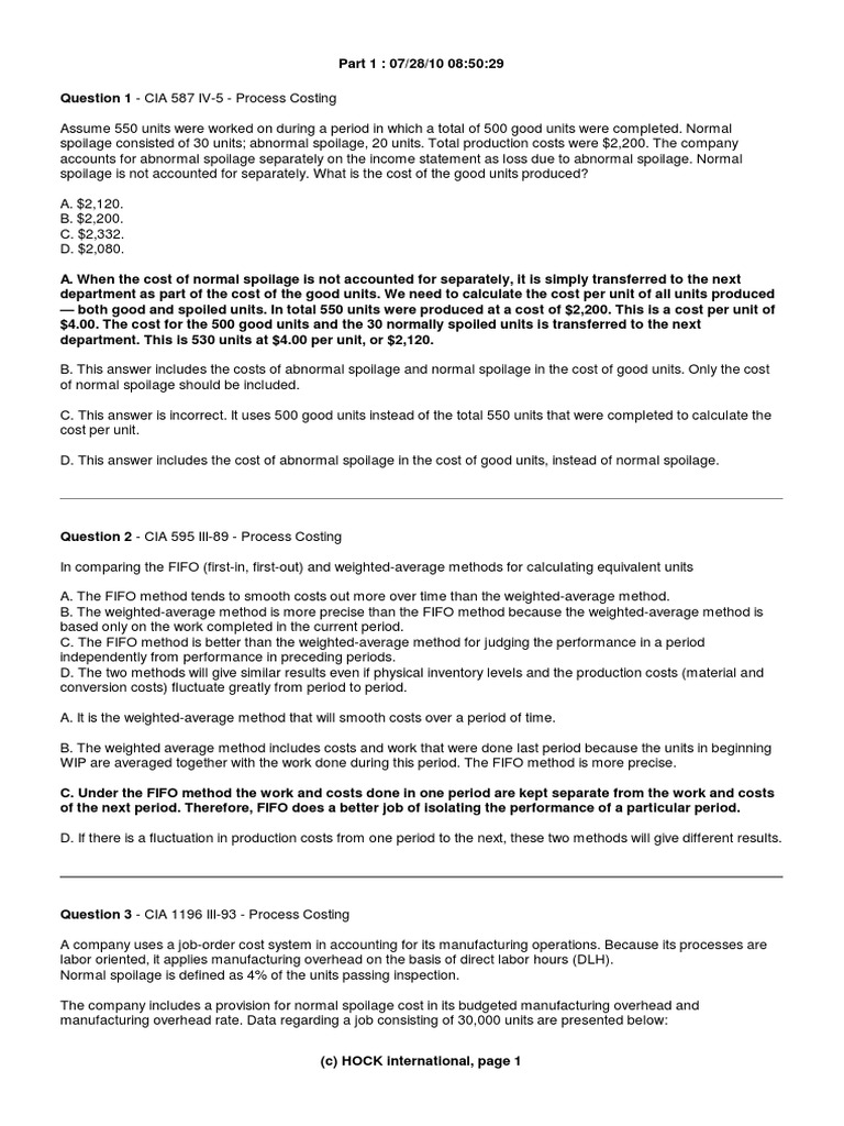 19 Process Costing | PDF | Cost Of Goods Sold | Inventory