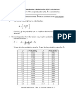 Formula and Normal Distribution Tabulation for PERT Calculations