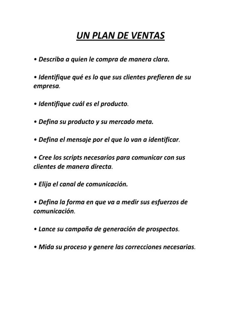 Un Plan de Ventas | PDF | Business | Negocios