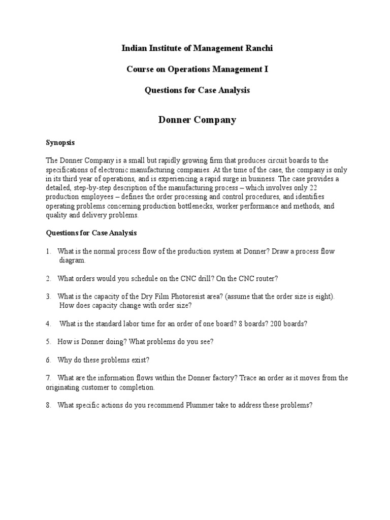Operations Management Case Studies Analysis | PDF | Operations ...