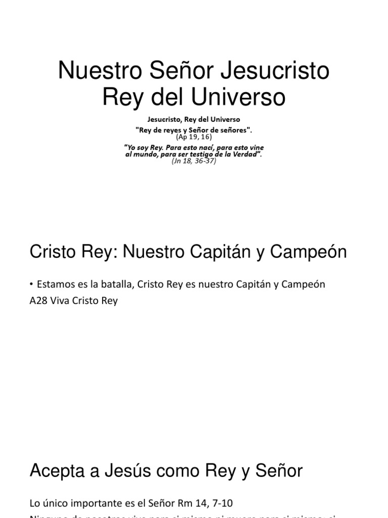 Nuestro Señor Jesucristo Rey Del Universo | PDF