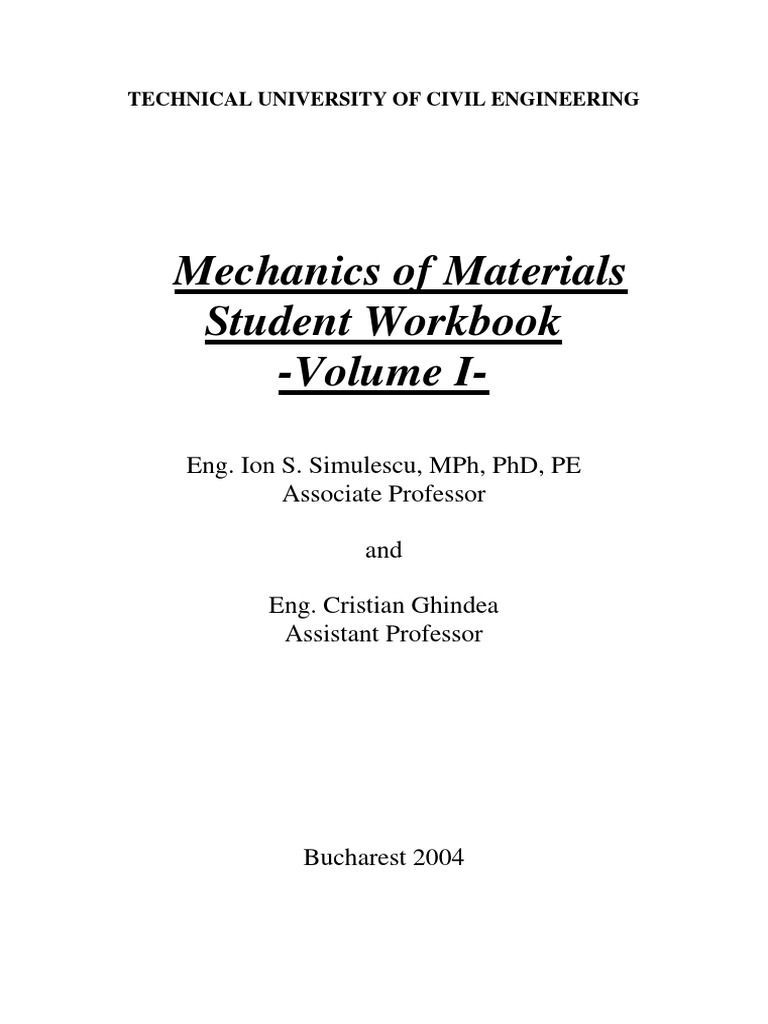 Mechanics of Materials Student Workbook Vol. 1 | PDF | Elasticity ...