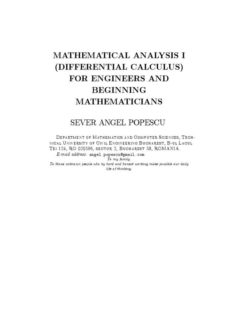 Differential Calculus for Engineers | PDF | Real Number | Mathematical ...