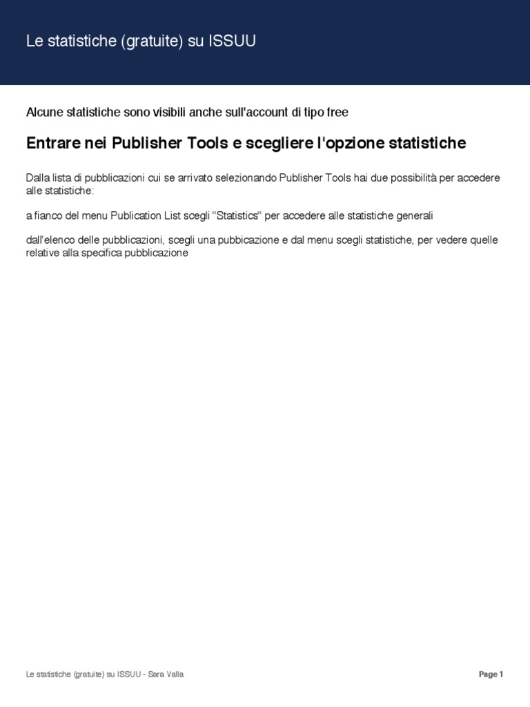 Le Statistiche (Gratuite) Su ISSUU | PDF