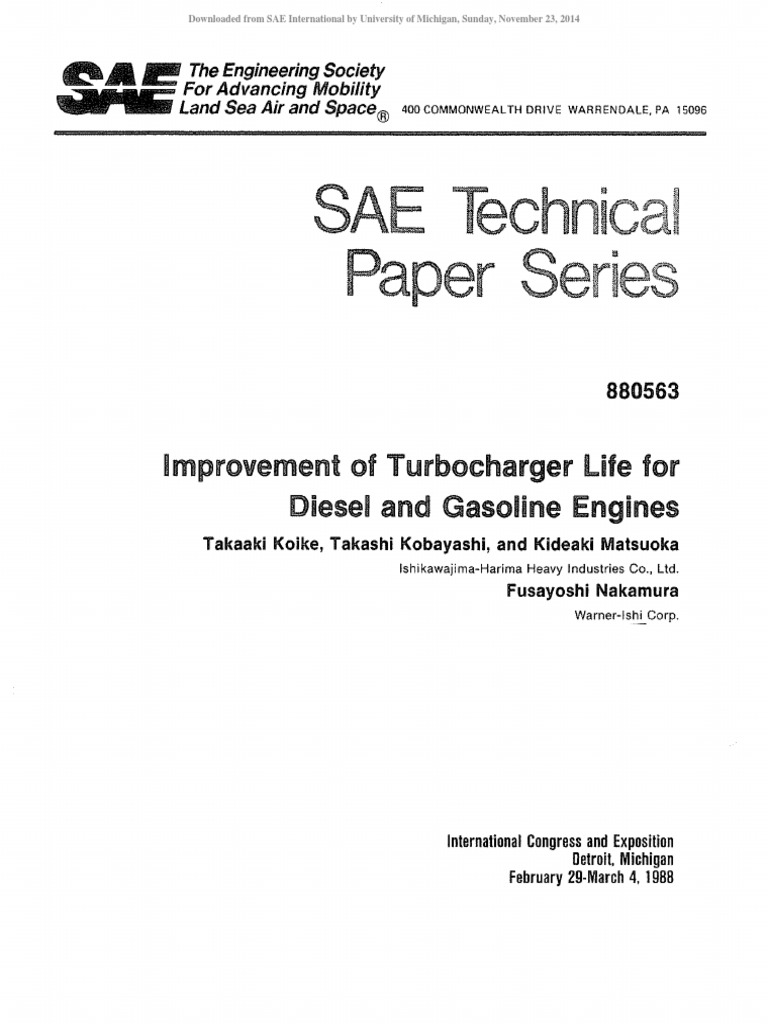 Echnica Improvement of Turbocharger Life For Diesel and Gasoline