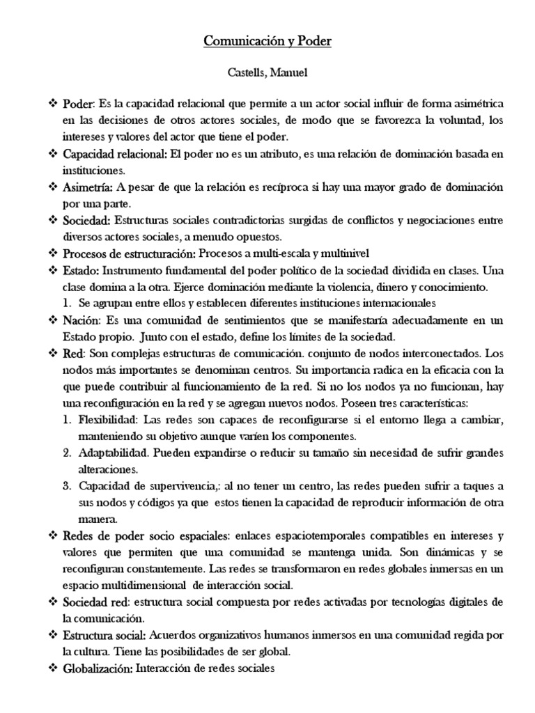 Comunicación Y Poder Manuel Castells Pdf Las Emociones Mente