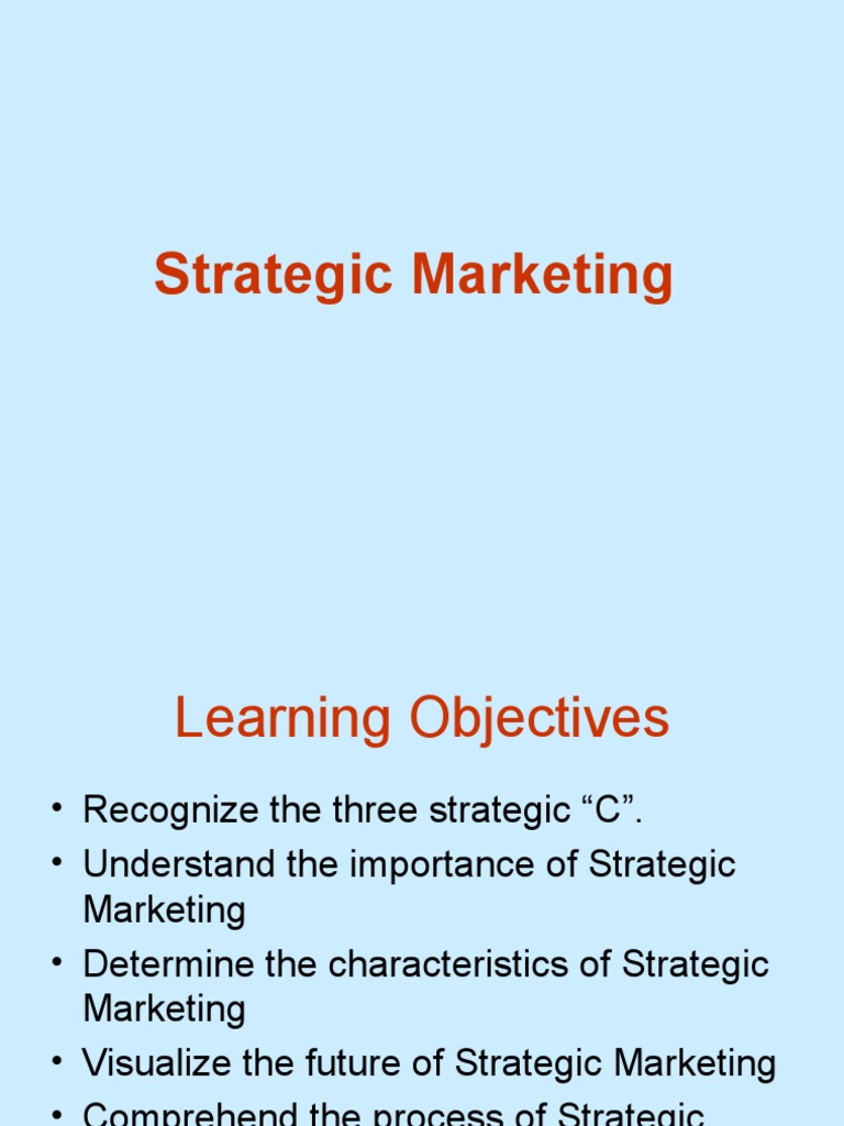 Strategic Marketing PDF Marketing Strategy Strategic Management