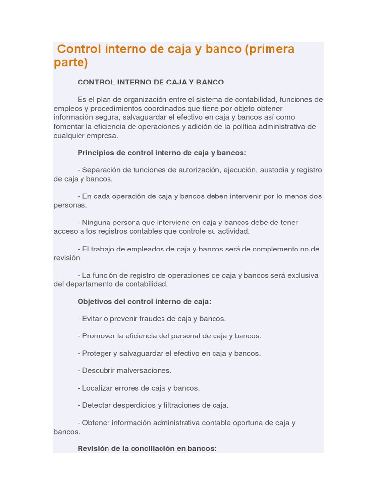 Control Interno de Caja y Bancos | PDF | Cheque | Bancos